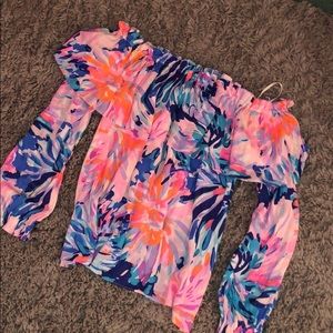 Lilly Pulitzer Silky Off The Shoulder Top